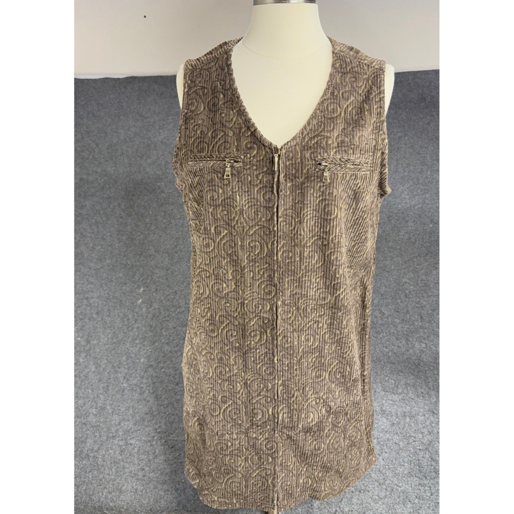 VTG AMI Women's Medium Corduroy Jumper Dress NWT Brown Paisley Western Zip Front